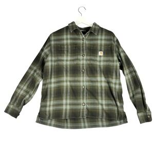 Carhartt Rugged Flex Men's Plaid Flannel Long Sleeve Shirt Green Size medium